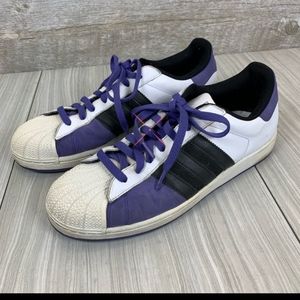 Adidas Superstar Black/Purple Suede with White Leather Men’s Sz 10.5